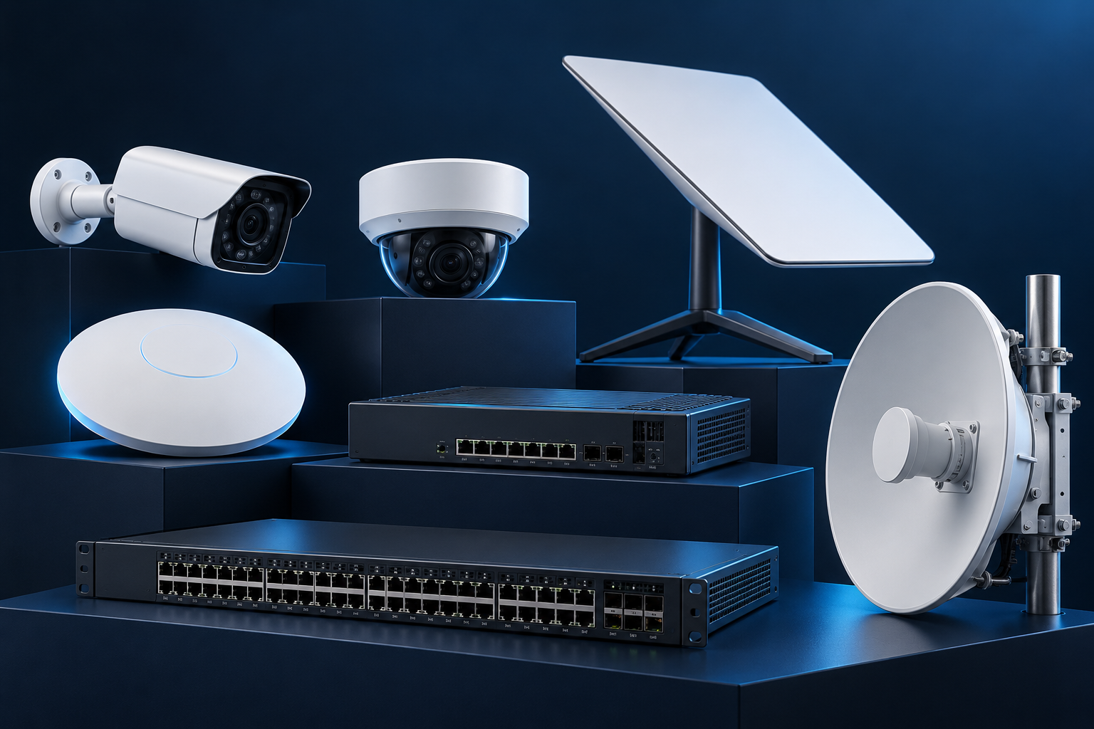 Cámaras IP, AP, Starlink, router y microondas